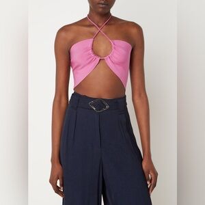 Farm Rio pink knit halter top size XL